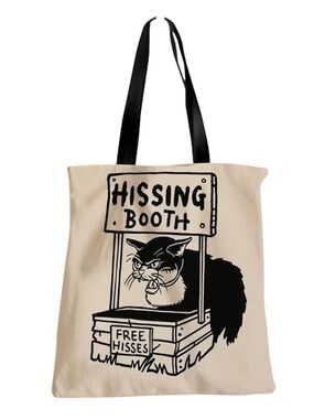 Cat 'Hissing Booth' Graphic Tote Cream and Black
